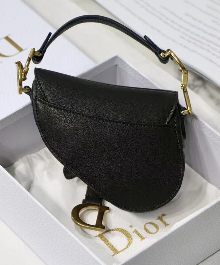 Christian Dior Small Micro Saddle Bag Leather Black